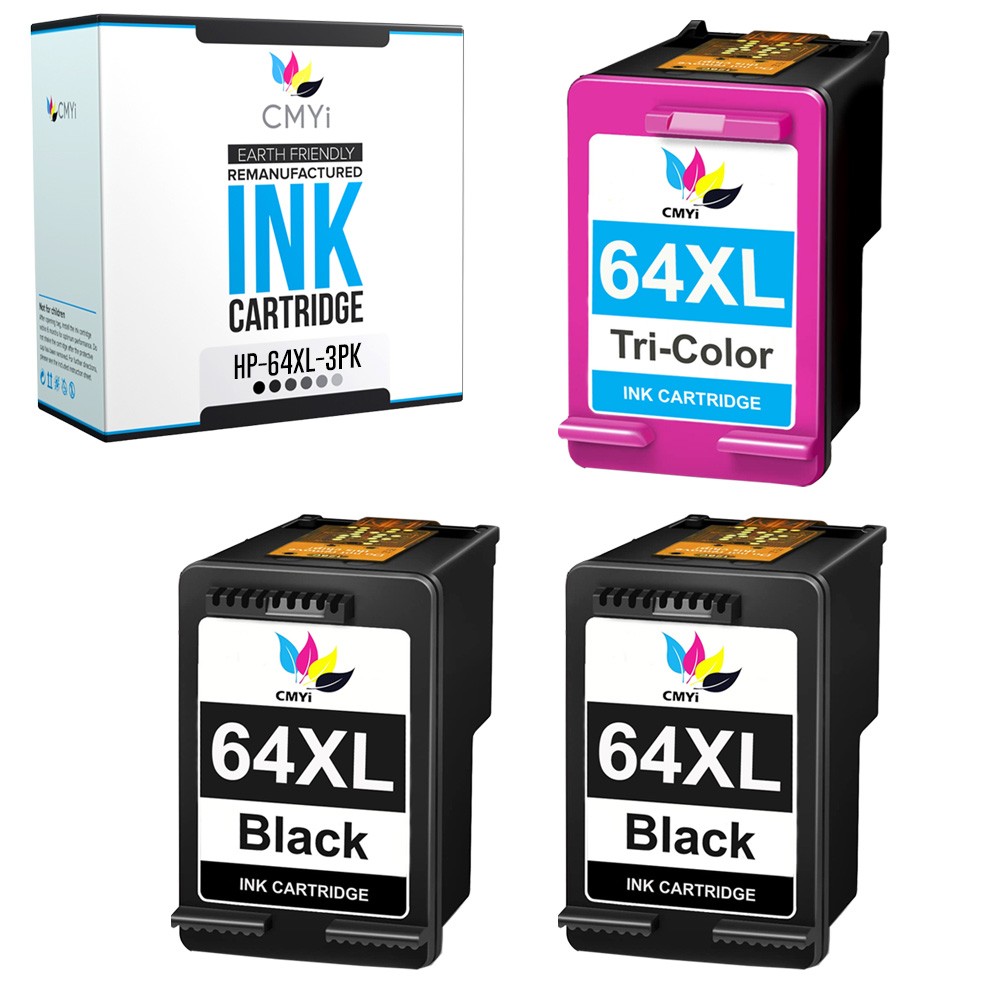 3PK CMYi Replacement 64XL Ink Cartridges for HP ENVY 6220 6230 6252 6255 6258