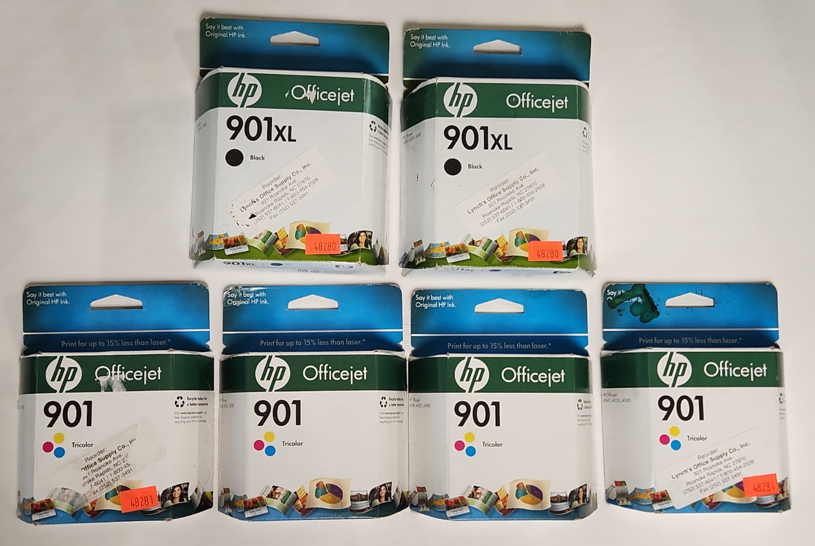 Lot Of 6 Genuine HP 901XL Black/ HP 901 Color Ink Cartridges EXP AUG 2010