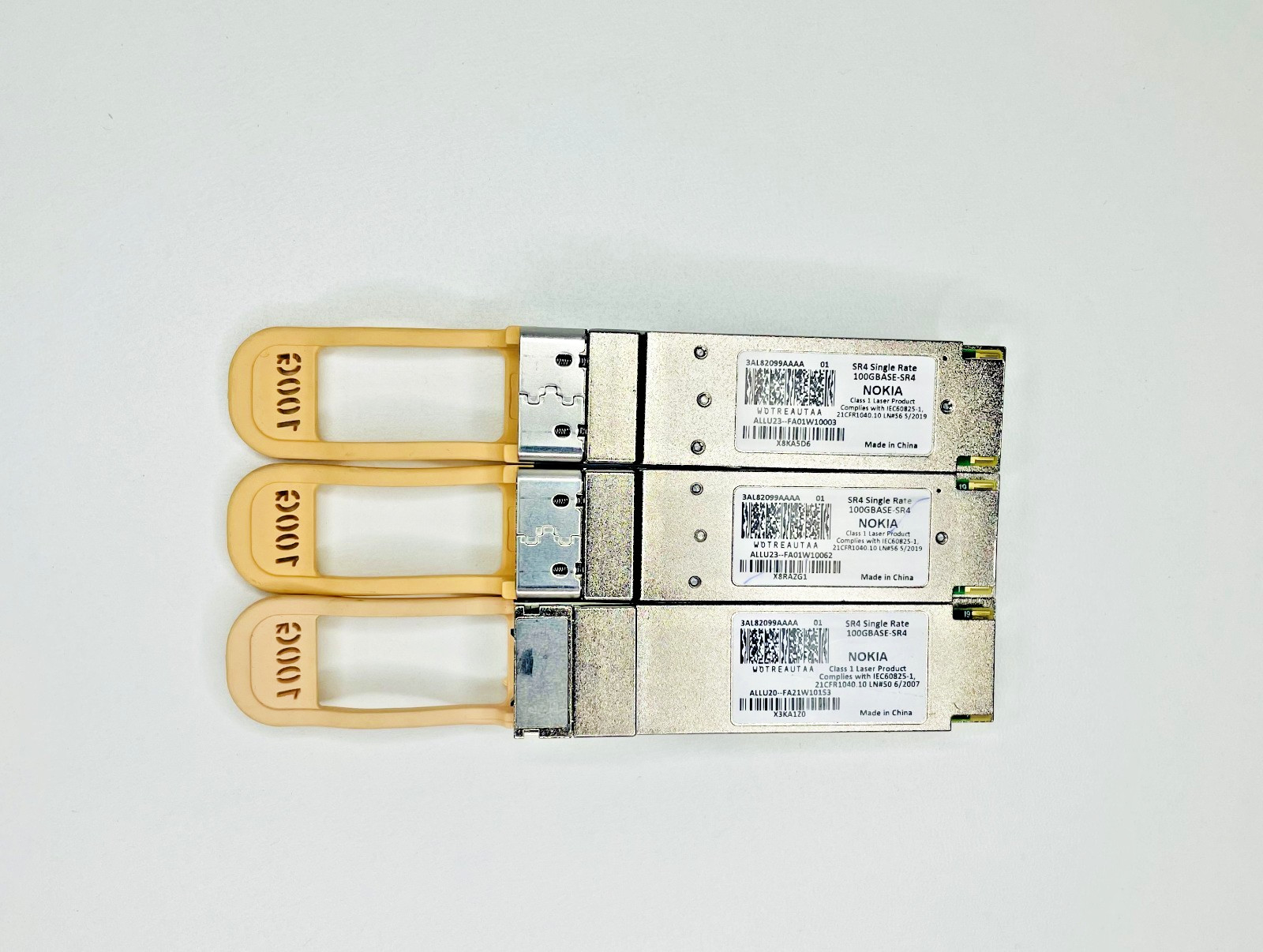 (Lot of 3) Nokia 3AL82099AAAA 100GBASE-SR4 QSFP28 MMF WOTREAUTAA