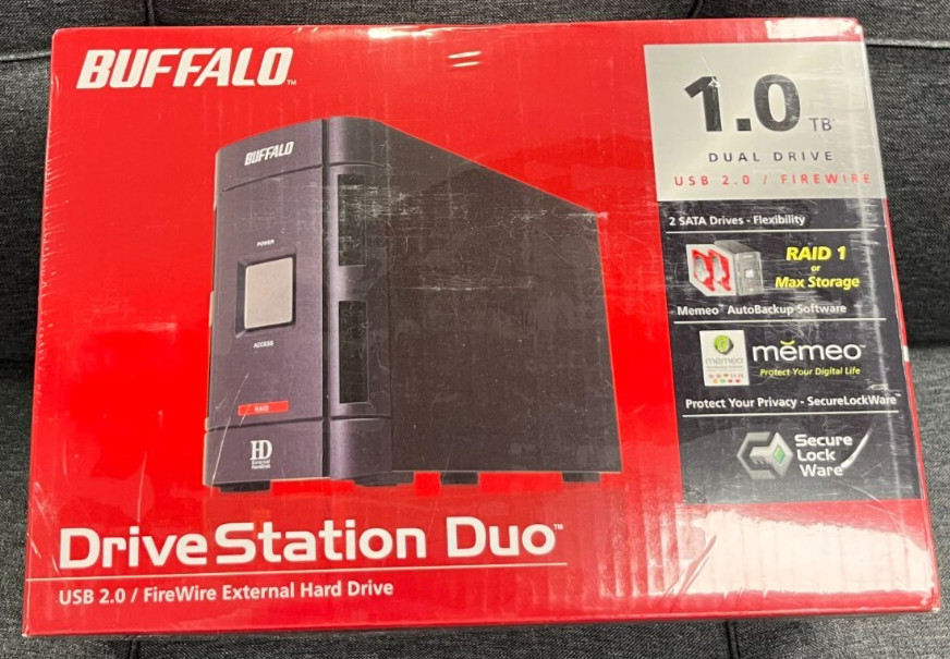 Buffalo 1TB Drive Station Duo External Hard Drive USB 2.0 #HD-W1.0TIU2/R1 New