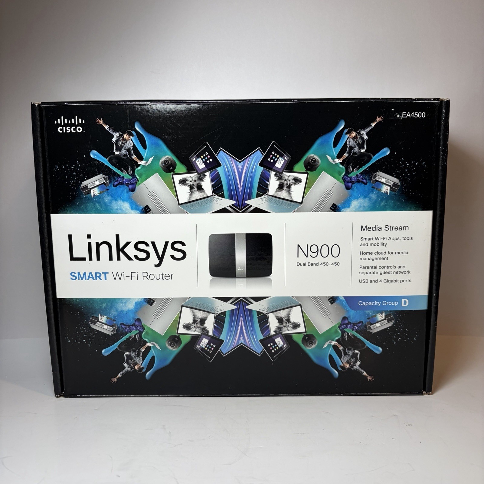 Linksys EA4500 N900 Dual-Band Wi-Fi Router, 900 Mbps, USB, 4 LAN Ports
