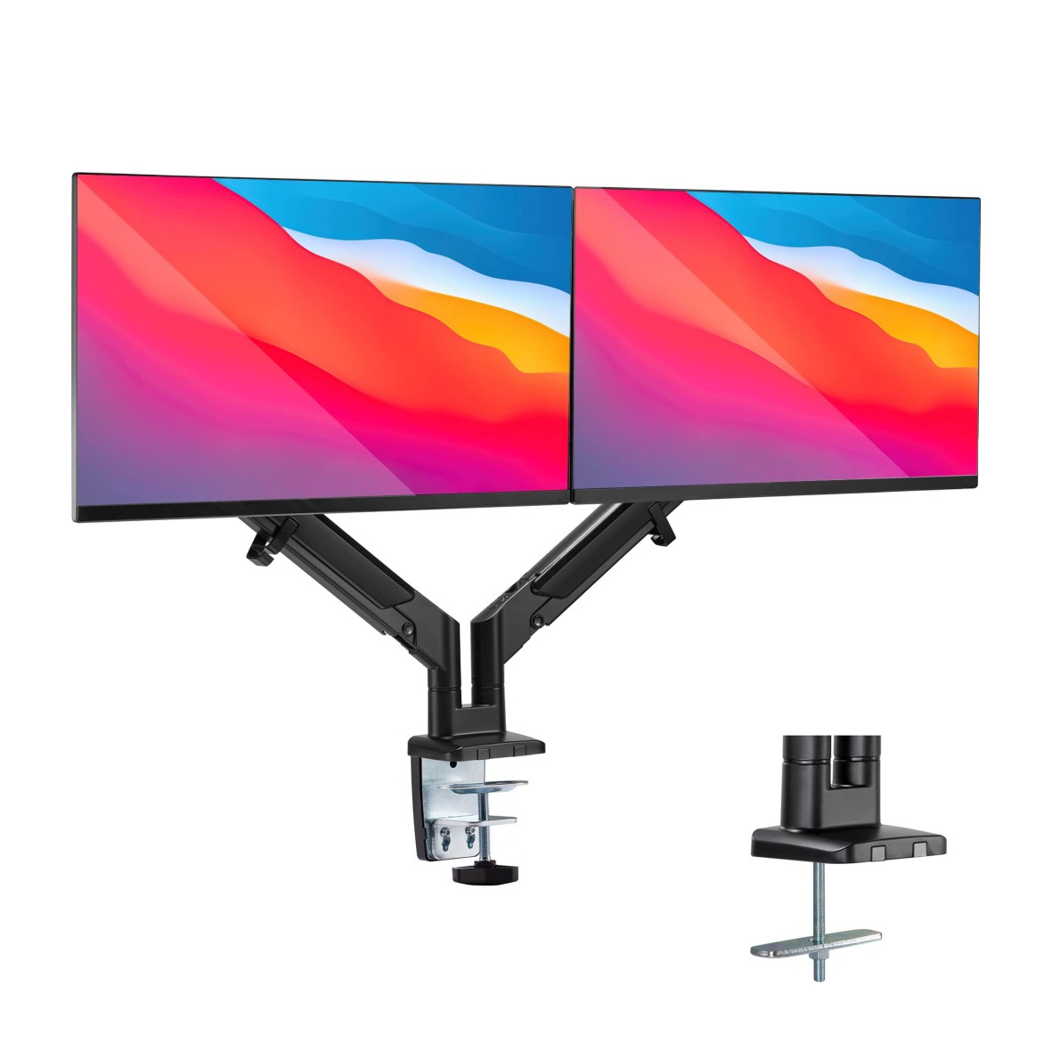 Mount-It Dual Monitor Arm Desk Mount, Low Profile Gas Spring, 17-32 in.