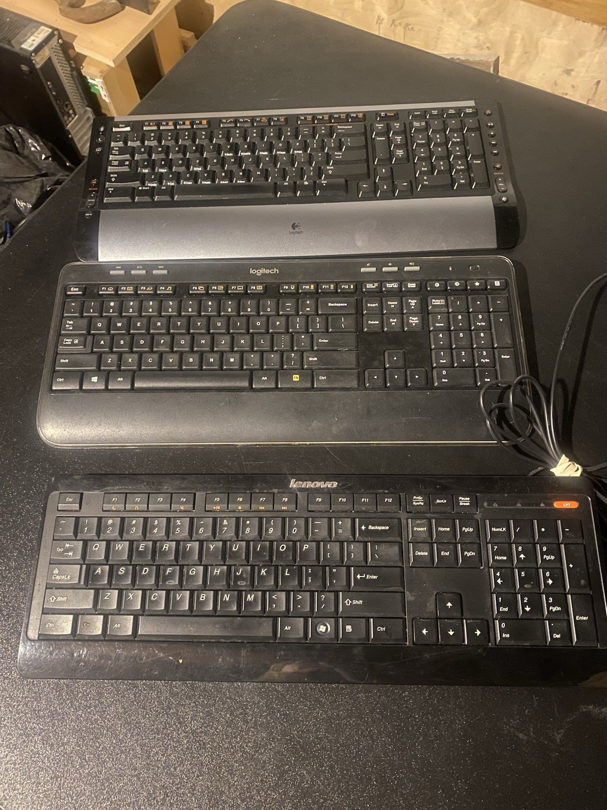 LOT OF 3 Computer Keyboards 2 Logitech And 1 Lenovo Used Tech See Pics