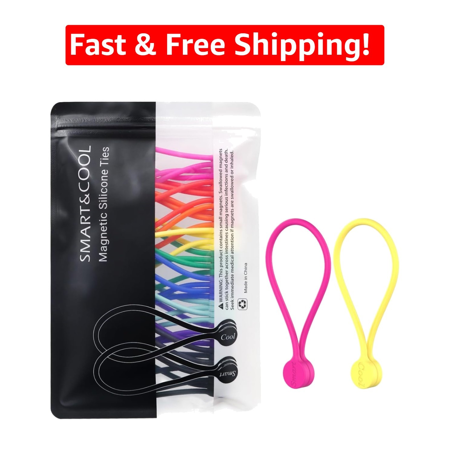 Multifunctional Silicone Magnetic Ties - 20-Pack for Neat and Stylish Storage