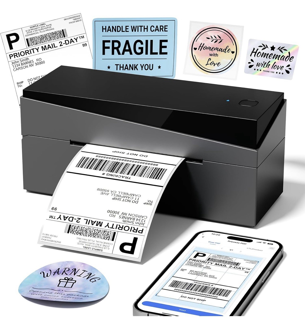 Omezizy Bluetooth Shipping label printer 4x6 249BT Thermal Label Printer
