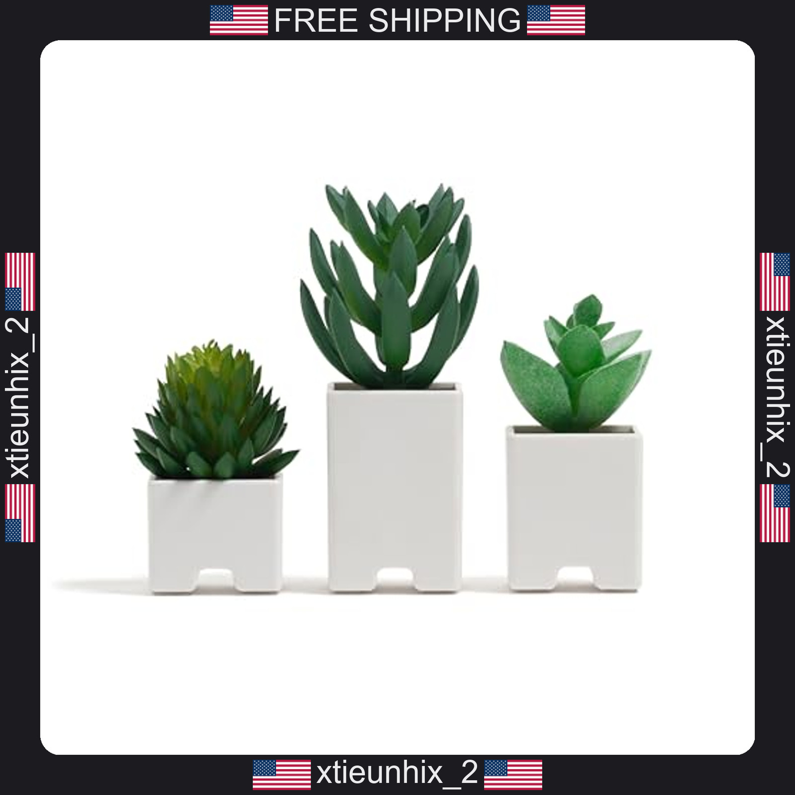 Cable Organizer Set with Faux Succulents, 3 Pack, Adhesive Clips for Desk