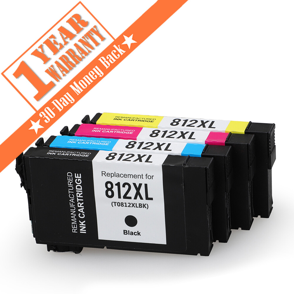 T812XL Black & 812 Color Ink Cartridges For Epson Workforce Pro WF-7820 WF-7310