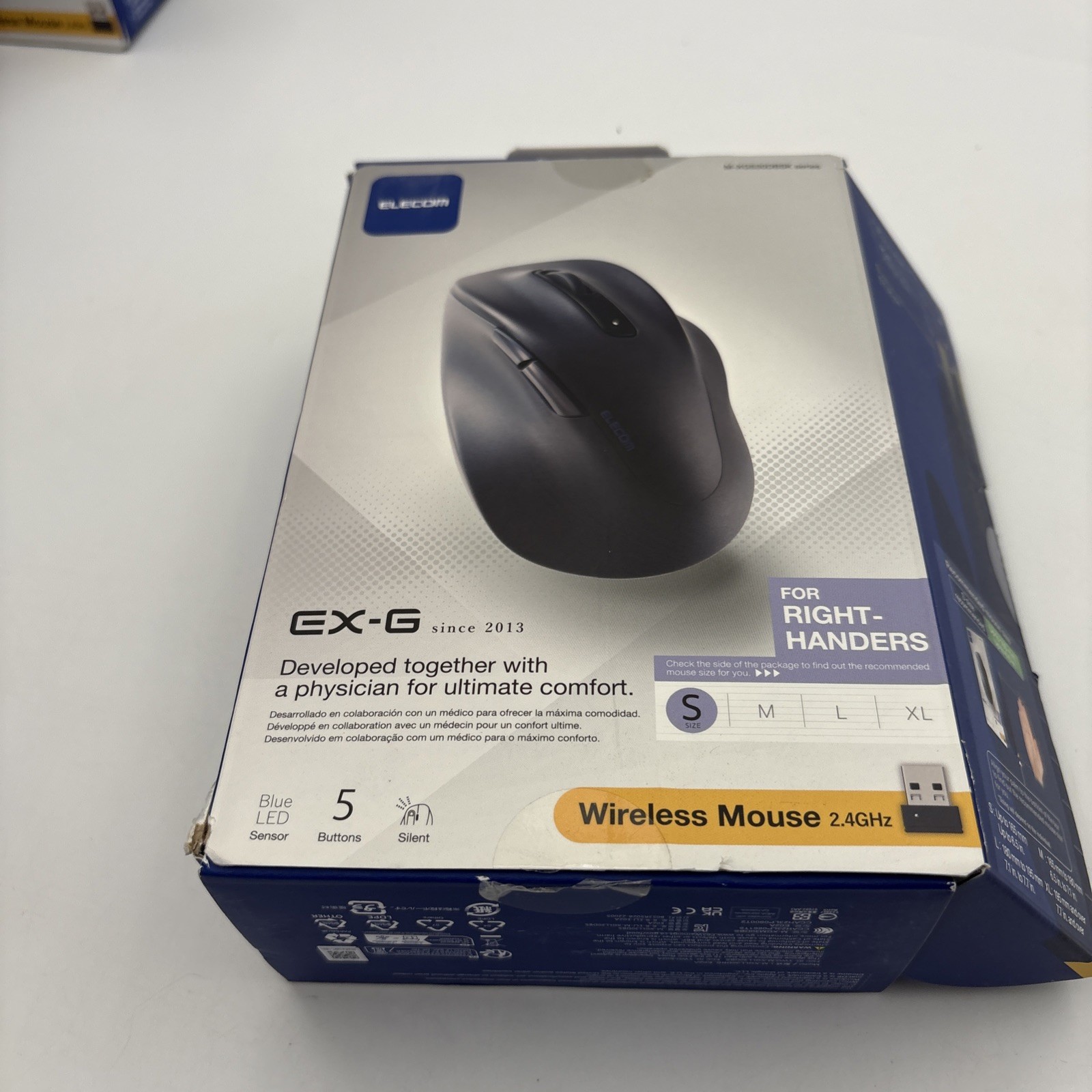 ELECOM EX-G Wireless Ergonomic Silent Right-Hand Mouse 5Btn Size S