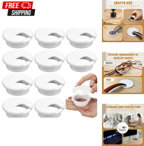 10 Packs Desk Grommet Plastic Cable Hole Cover to Arrange Wires & Cords PC De...