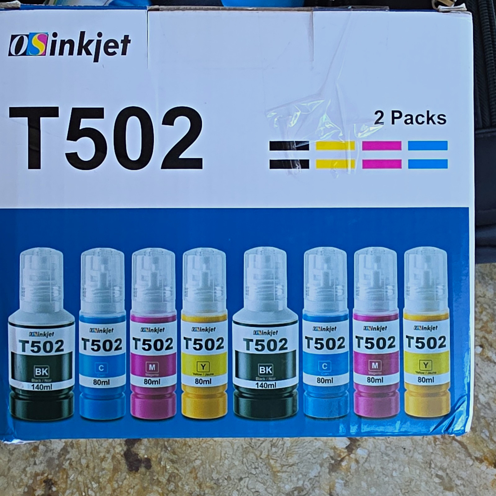 OSinkjet T502 Ink Bottle Set Black/Cyan/Magenta/Yellow for Epson ET-2700