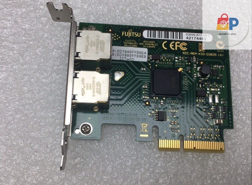 Fujitsu D3035-A11 Dual-Port PCIe x4 Gigabit Ethernet Card Low/Profile 1350-T2