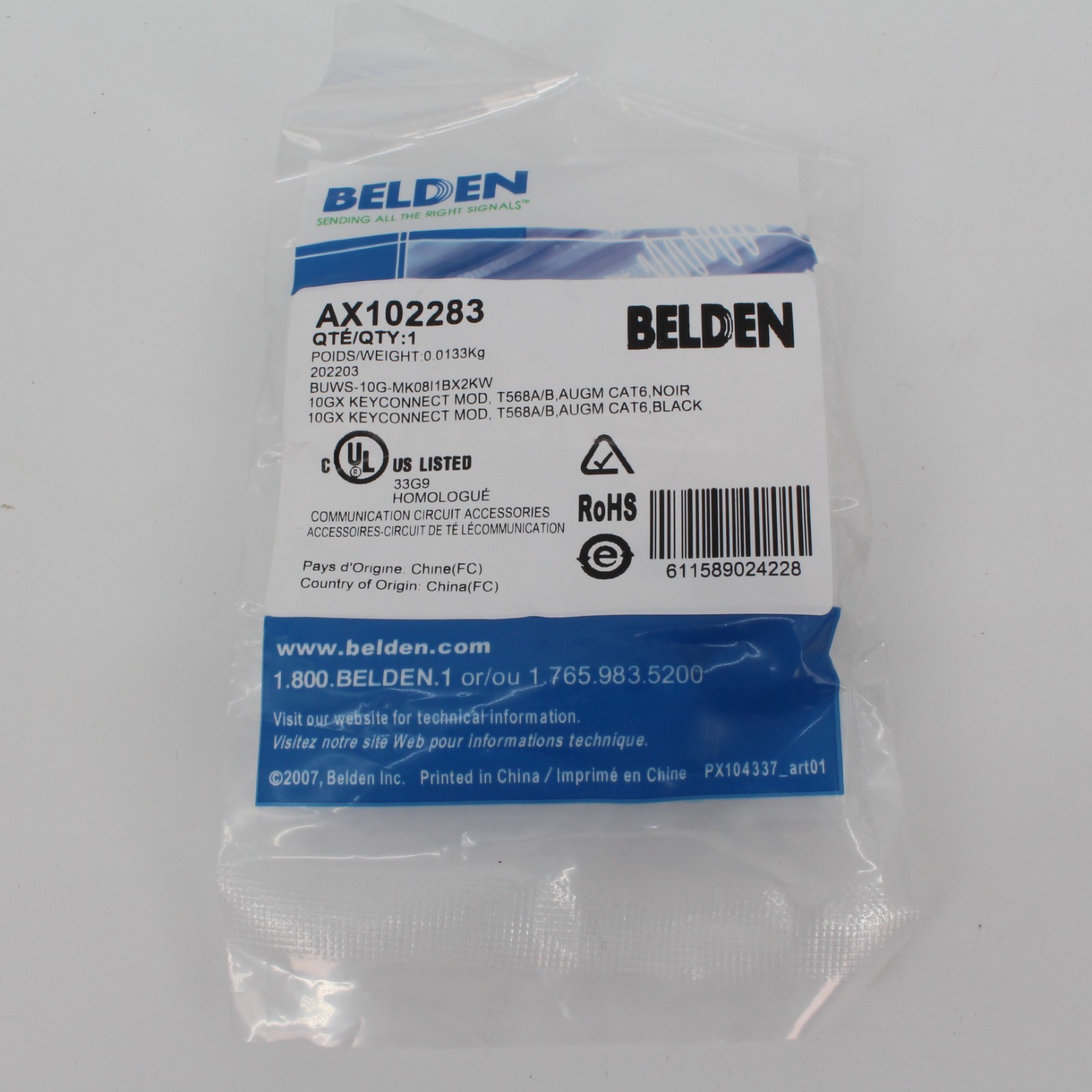 Belden AX102283 10GX Black Modular Jack Cat 6A RJ45 KeyConnect Style