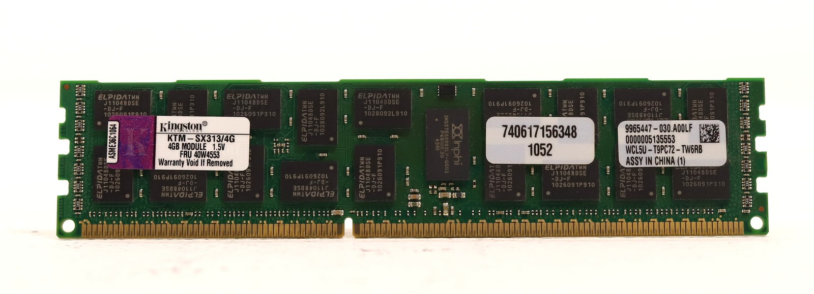 Kingston 4GB 2Rx4 PC3-10600 DDR3-1333MHz DDR3 ECC REG Server RAM KTM-SX313/4G