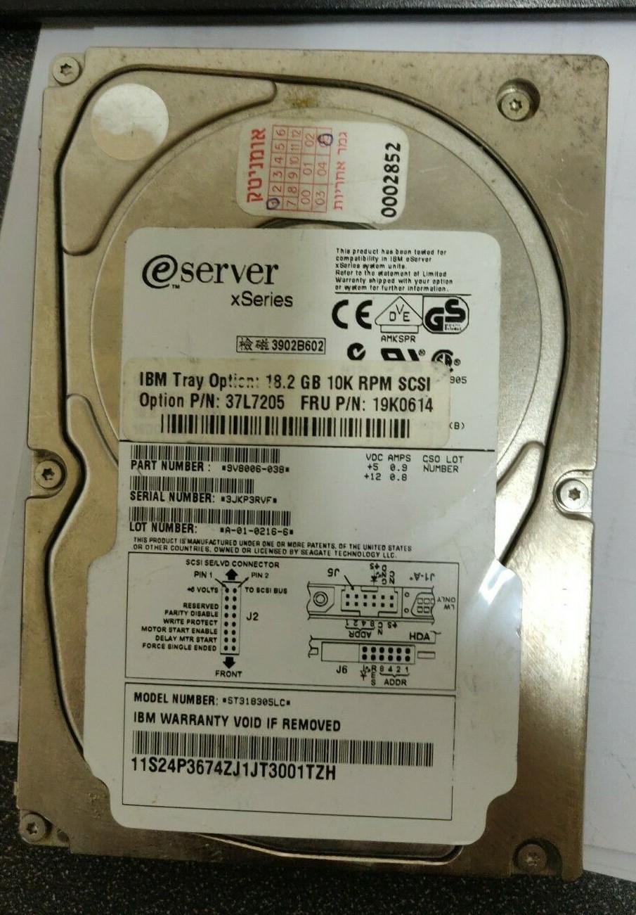 IBM 37L7205 19K0614 36LZX 18.2GB 10K RPM Ultra-160 SCSI 80-Pin Hard Disk Disk 