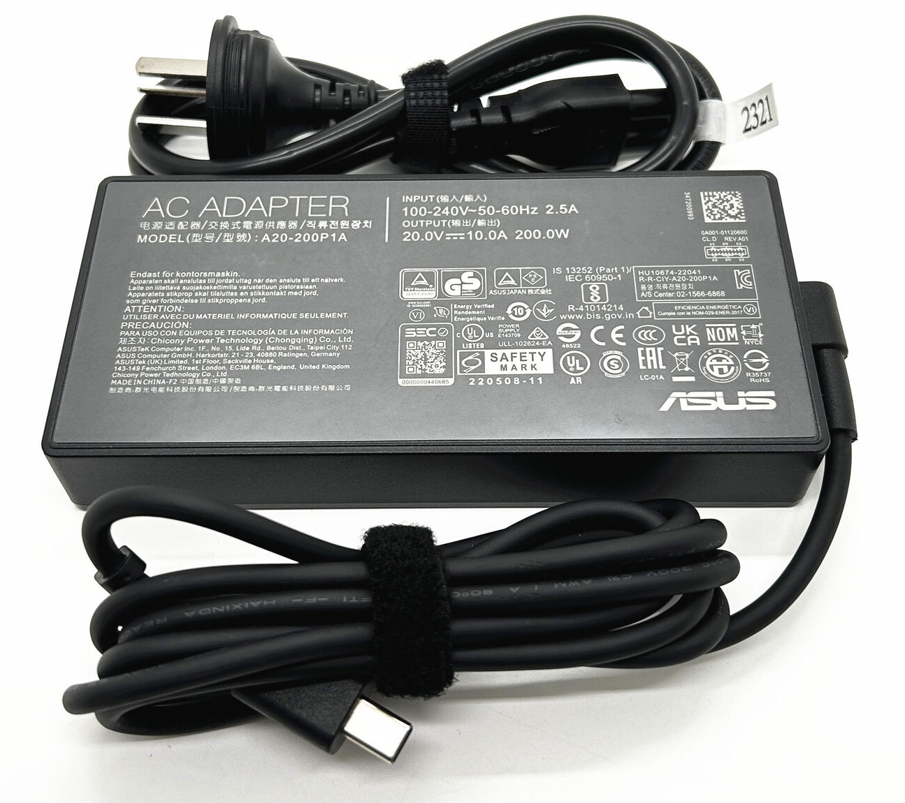 ASUS A20-200P1A 200W 20V 12A AC Adapter Charger Proprietary Rectangular-Original