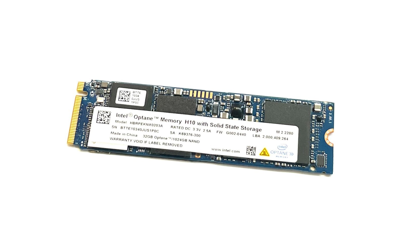Intel Optane™ HBRPEKNX0203A 1TB SSD M.2 2280 NVMe Memory H10 with 1TB +32GB NAND