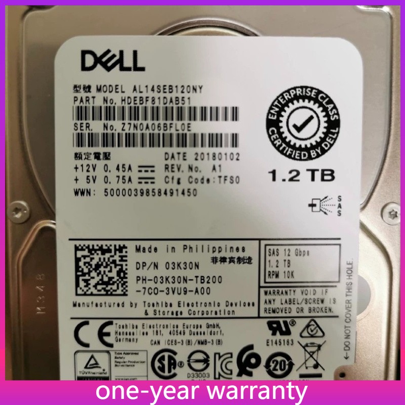 NEW Dell 1.2T 3K30N 03K30N 10K SAS 12G 2.5" Hard Disk HDD