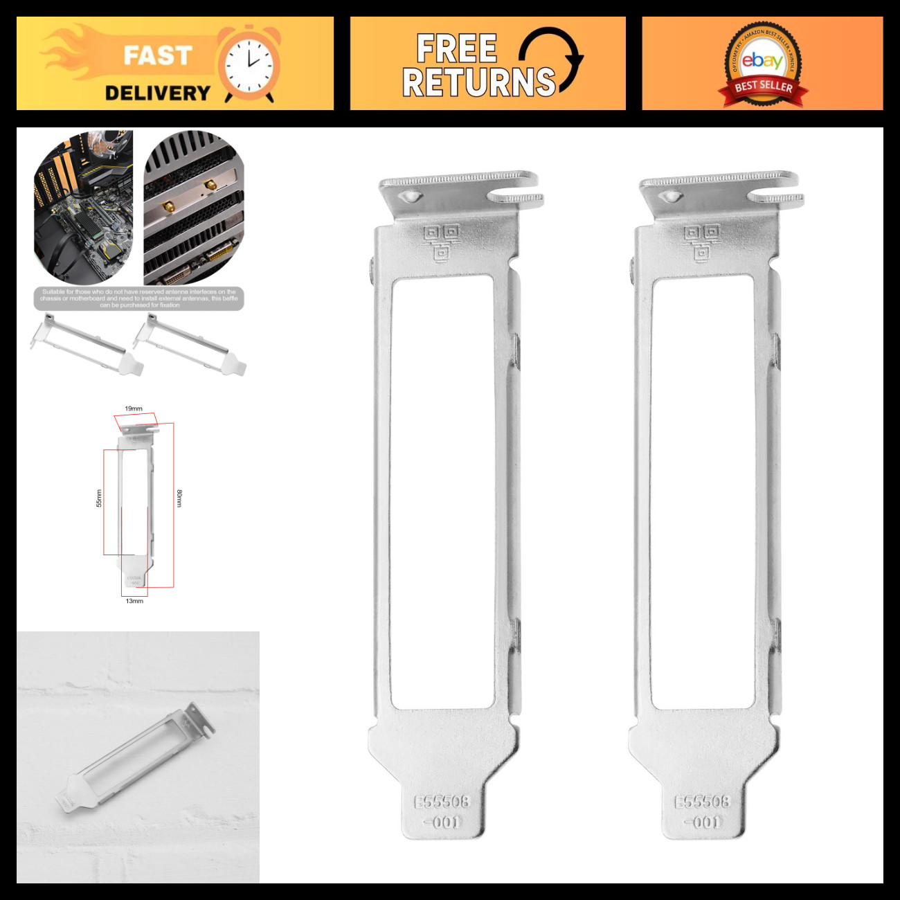 2Pcs Quad Port Low Profile Short Bracket for Intel I350-T4 & Dell Compatible