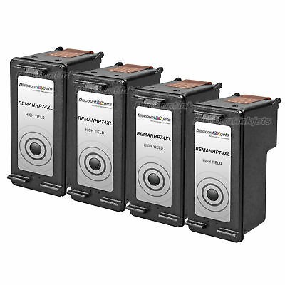 4 Reman 74XL BLACK Ink Cartridge for HP Deskjet D4260 D4360 D4363 D4263