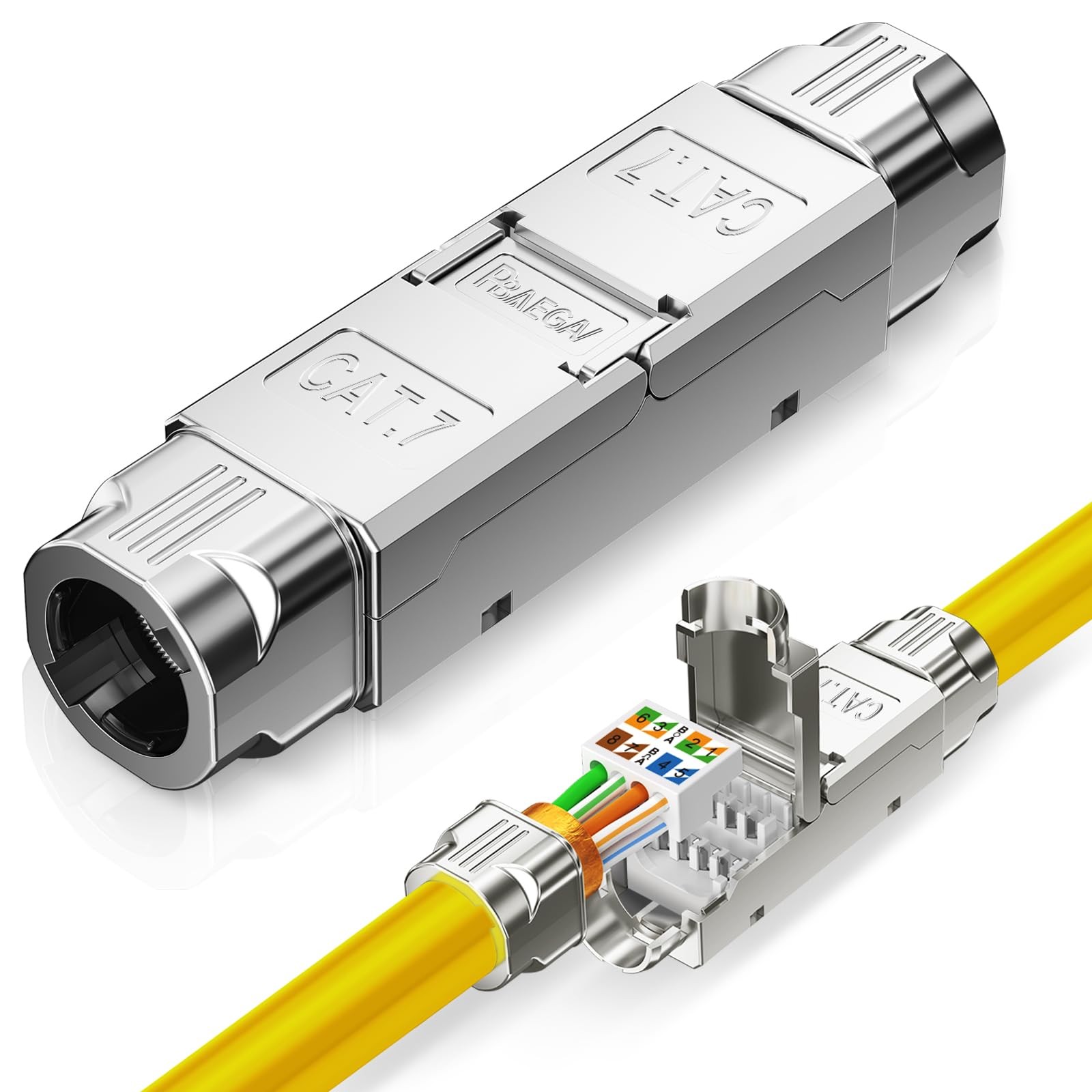 Model1098 2 PCS Cat7 RJ45 Connector Buckle ToolFree Shielded Ethernet Plug