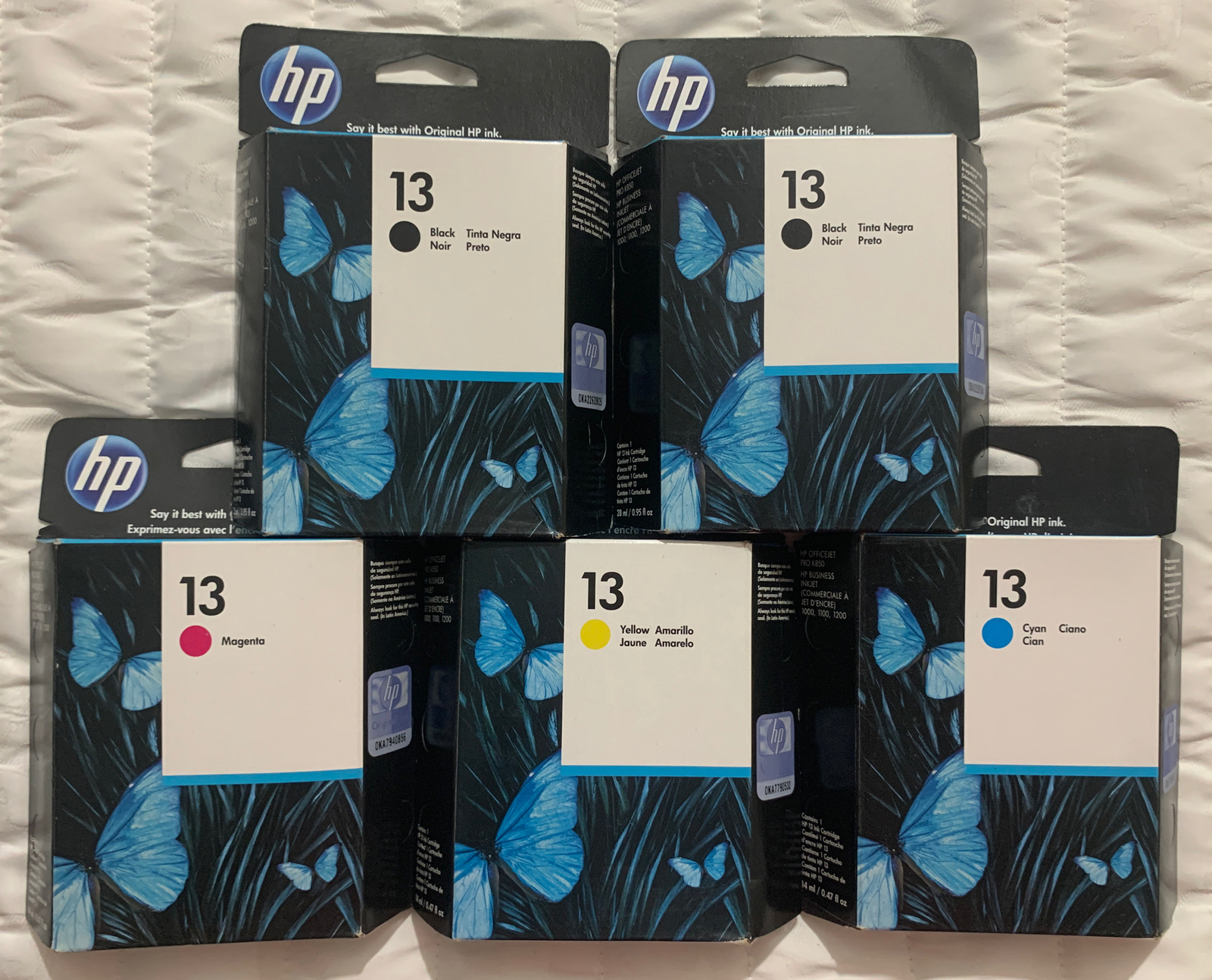 HP 13 Ink Cartridge Set C4814A, C4815A, C4816A, C4817A Black Cyan Magenta Yellow