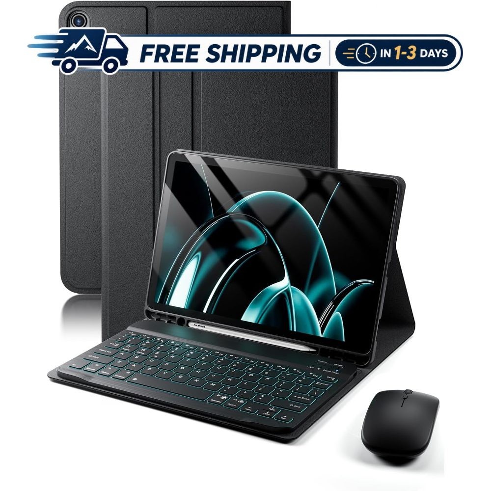 TUNKARMOR FXJP Keyboard Case for iPad 11-inch 10th/11th Gen Black with 7 Color
