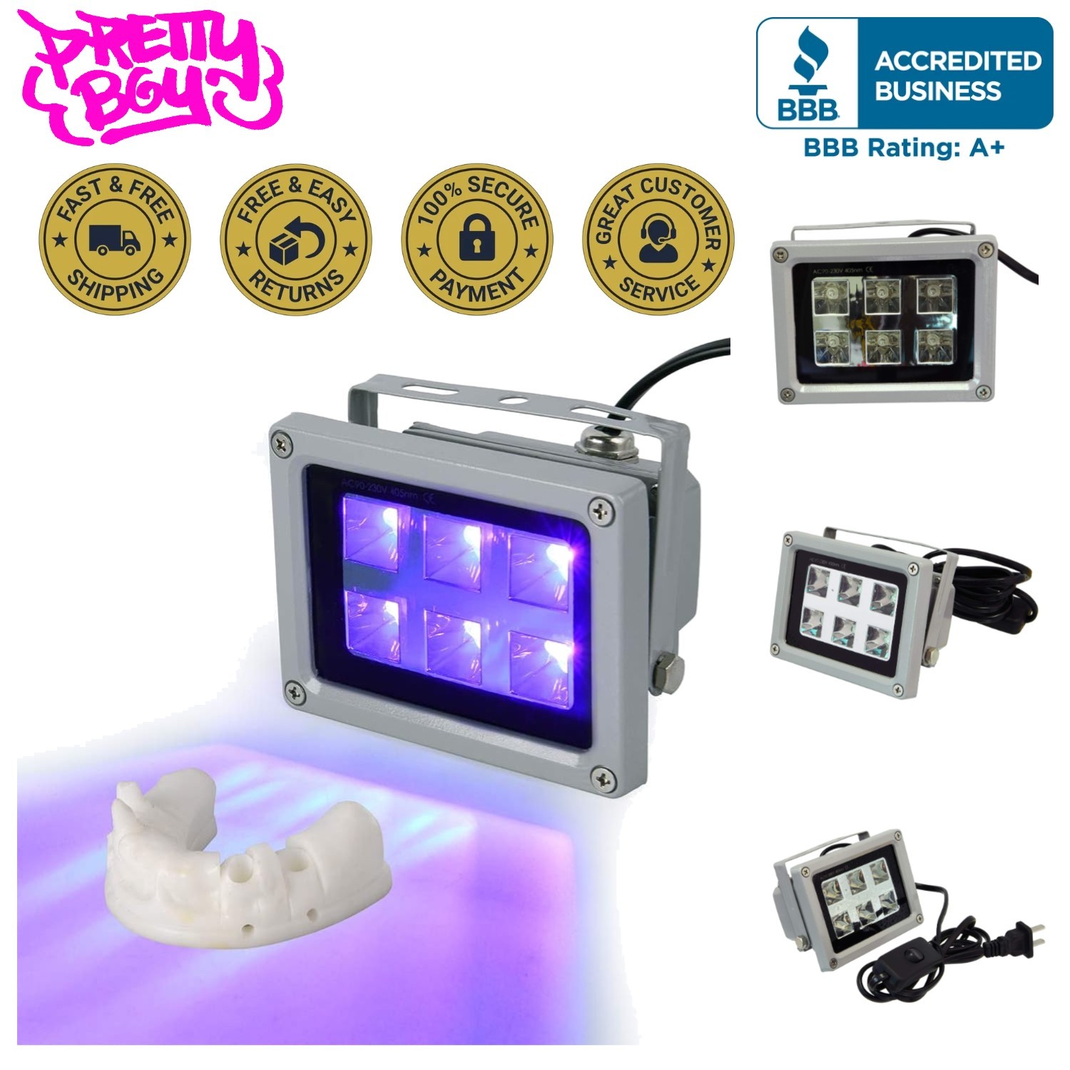 60W UV Resin Curing Light with 405nm LEDs for SLA/DLP 3D Printers - Fast Curing