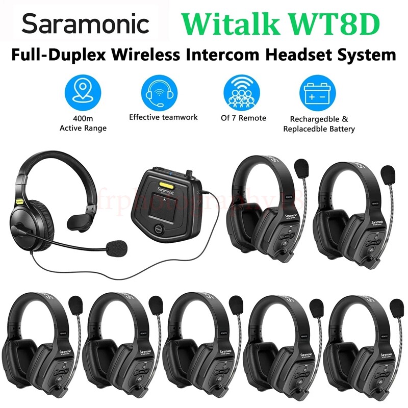 Saramonic Witalk WT8D Full Duplex Wireless Intercom Headset System Microphone 