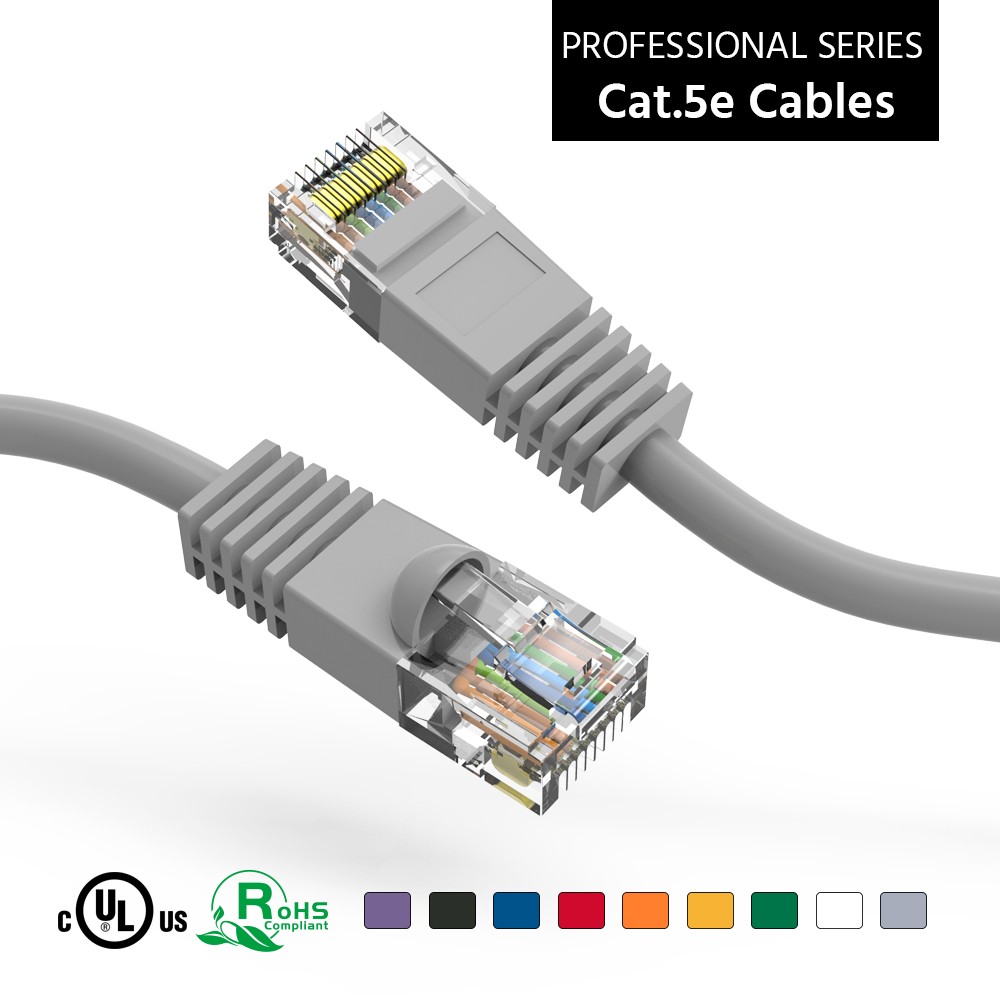 20 Pack of 25Ft CAT5E UTP Ethernet Network Booted Cable 10-100 Feet Gray