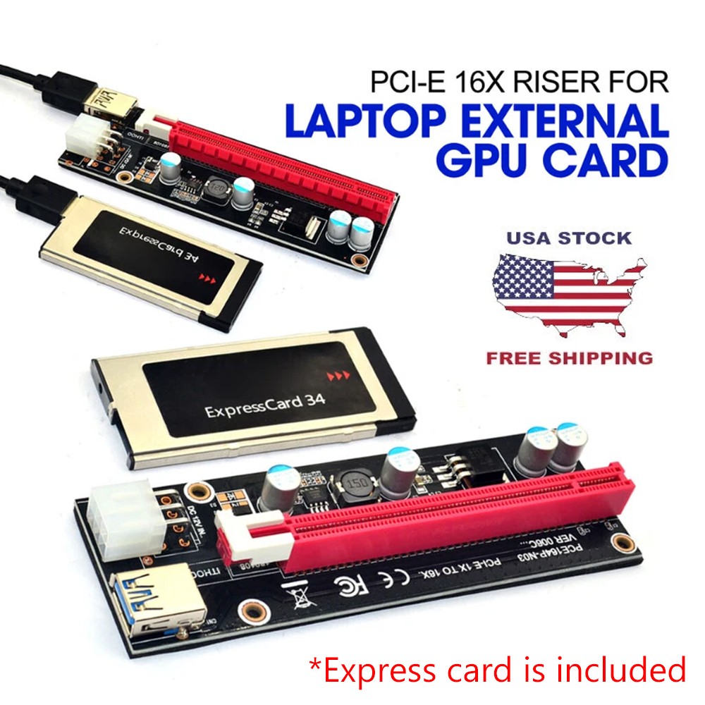Expresscard Express Card 34mm to PCI-E 16X Riser for Laptop External GPU Card