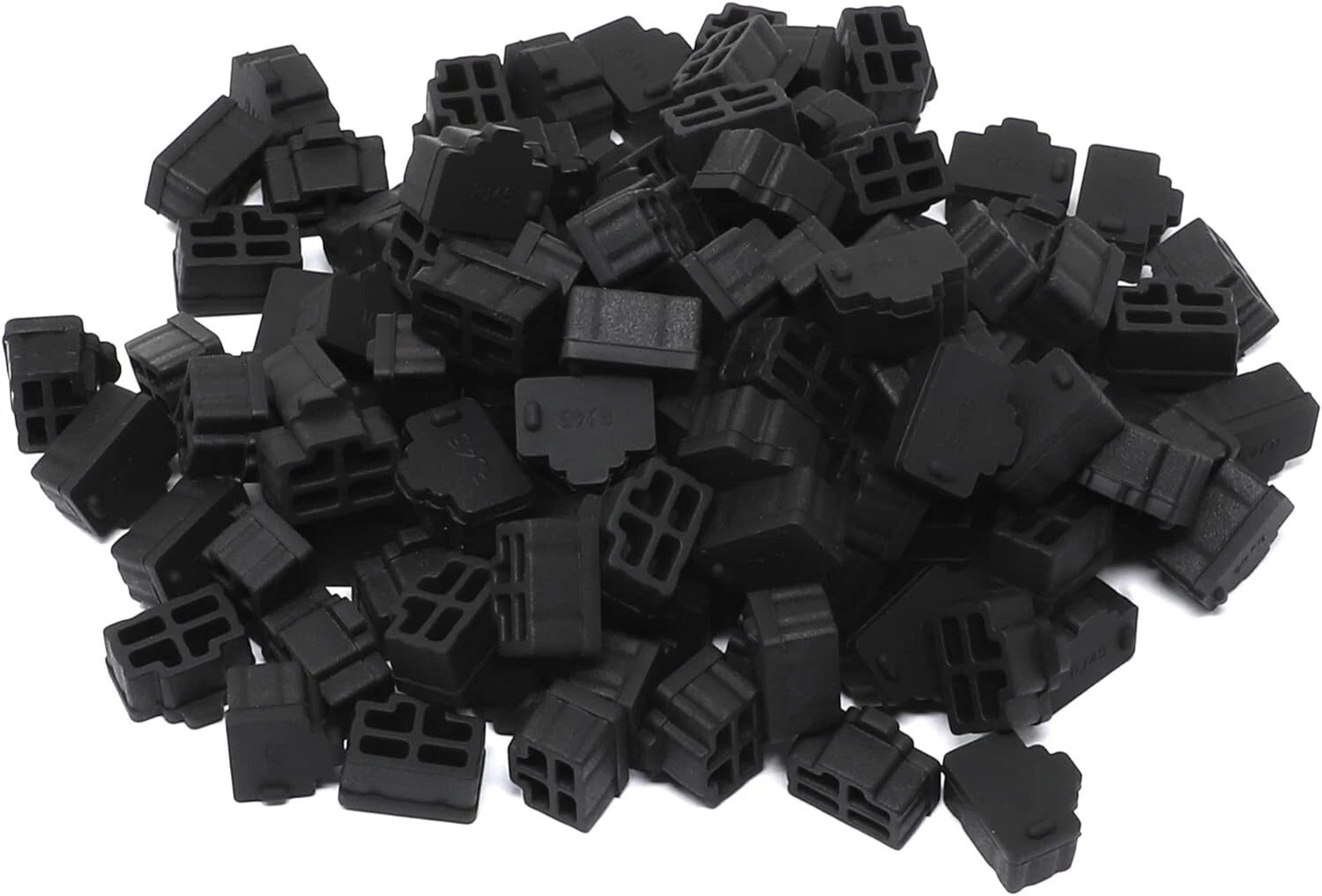 Iexcell 125 Pcs Black Ethernet Hub Port RJ45 anti Dust Cover Cap Protector Plug