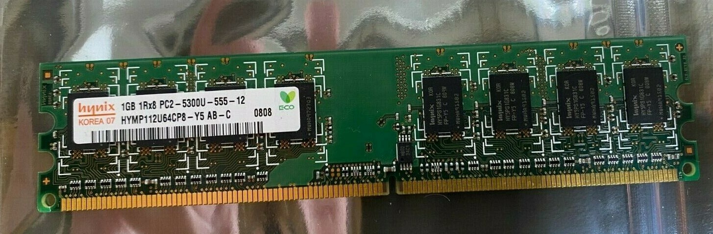 Hynix HYMP112U64CP8-Y5 1Gb 1Rx8 PC2-5300U-555-12 Desktop Memory RAM TESTED