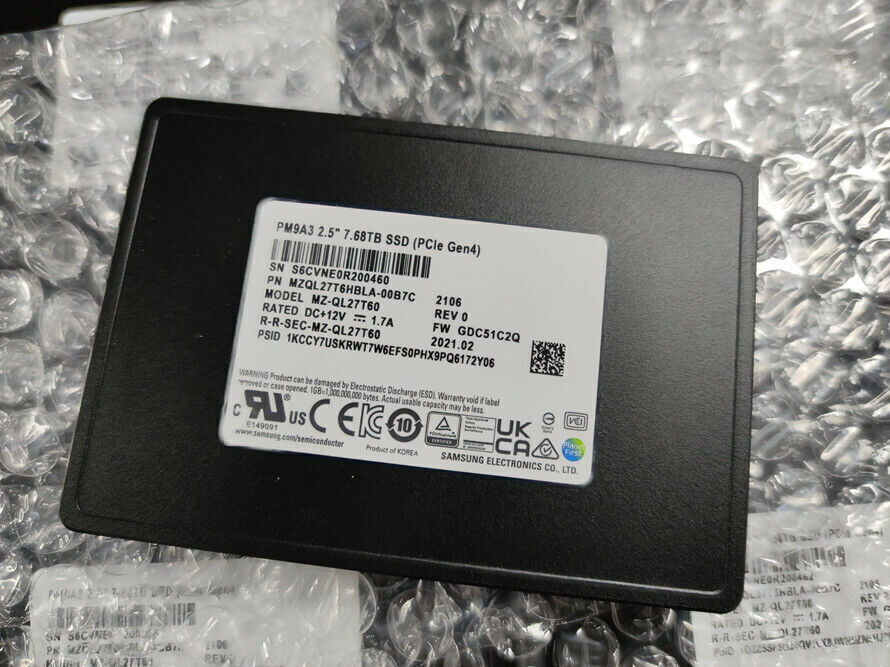 Original Samsung PM9A3 7.68TB SSD U.2 NVME MZ-QL7T60 PCIE MZQL27T6HBLA-00A07