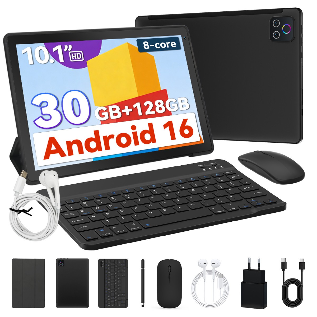 10.1 inch Tablet 30+128GB 1TB TF WIFI-6 Widevine L1 Youtube,2026  New Android 16