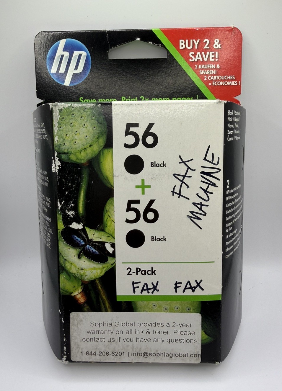 HP 56 NEW 2-Pack Black Ink Cartridges C9502AE Inkjet Printer Fax Copier