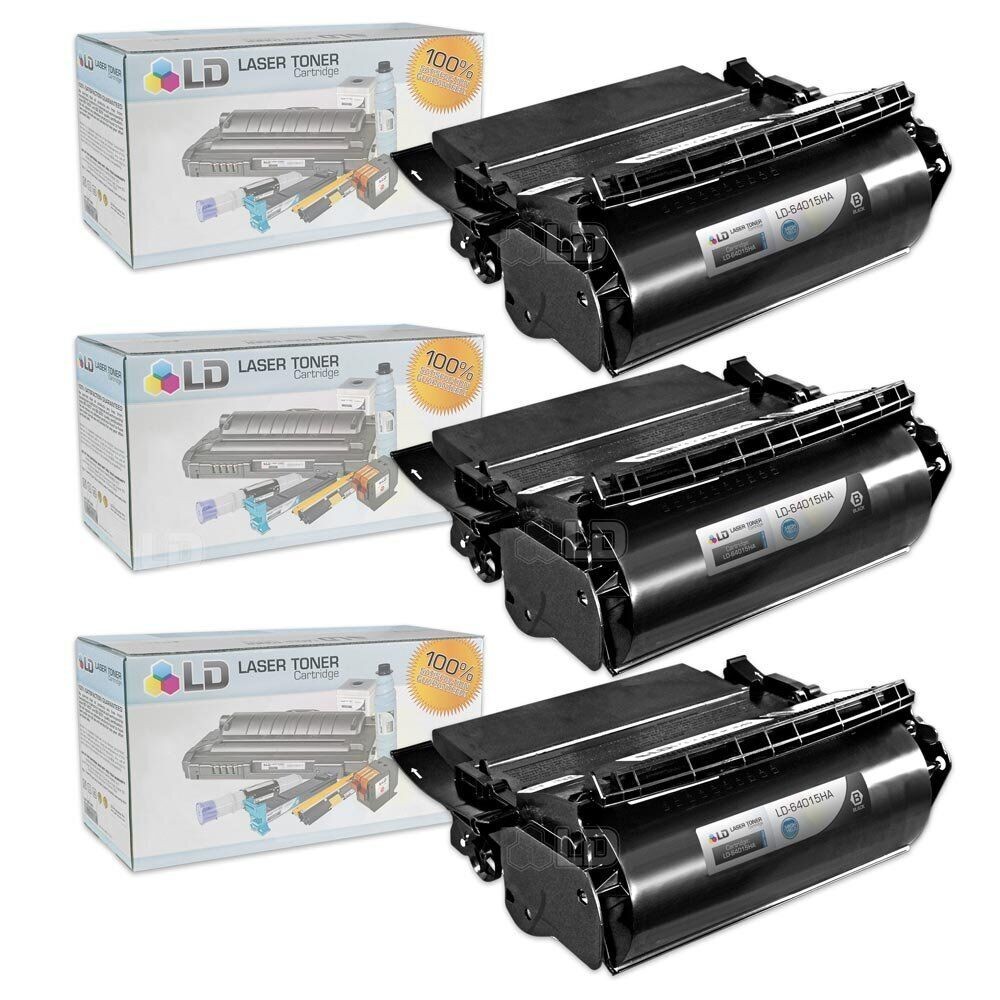 LD 3 Pack 64015HA Black Laser Toner Cartridge for Lexmark T640 T642 T644 T640dtn