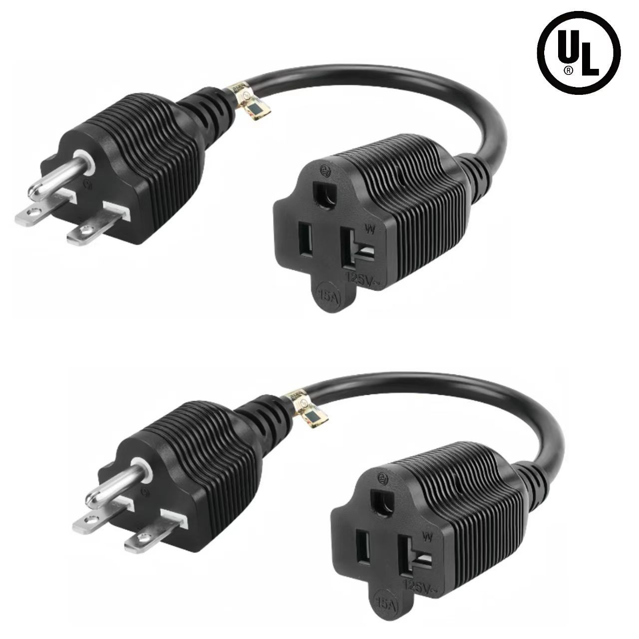 2PACK 1FT SJT14AWG Nema 6-15P Male to Nema 5-15R/20R 20A Female AC Adapter Cable