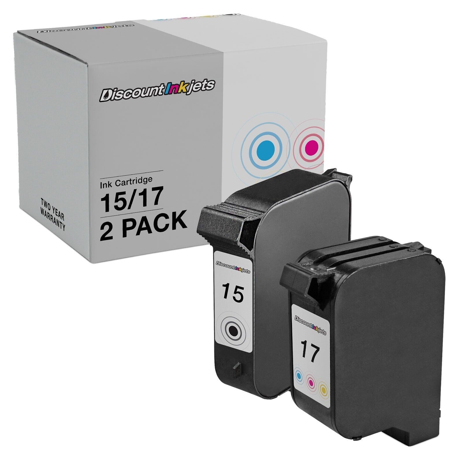 2pk BLACK COLOR Ink Cartridge for HP 15/17 CC615D C6625A
