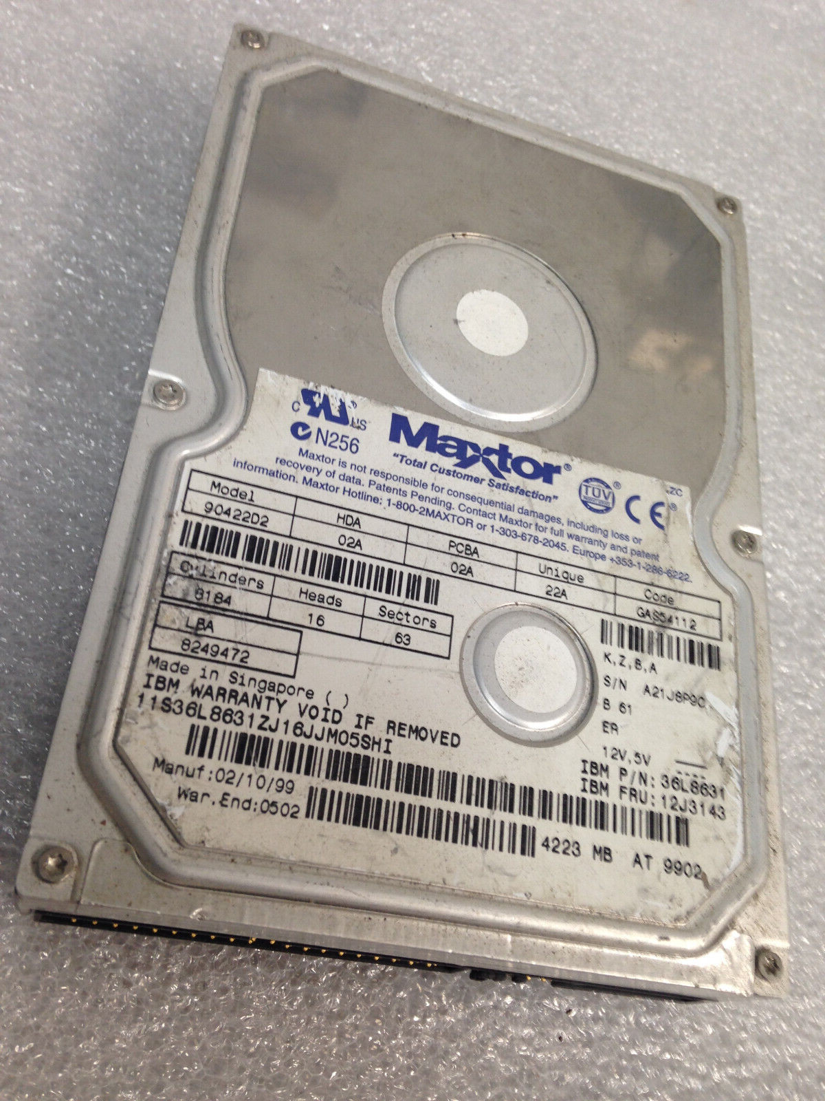 Maxtor 90422D2 GAS54112 36L8631 12J3143  IDE 3.5'' Hard DriveTested