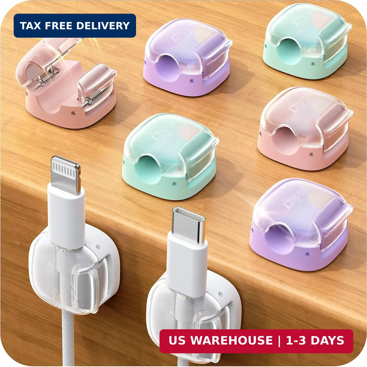 8 Pack Cable Clips, Cord Organizer, Cute Spring Cord Holder