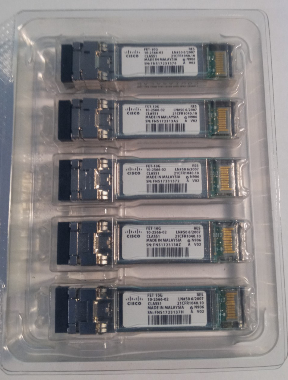 Lot of 5 Cisco FET-10G 10G