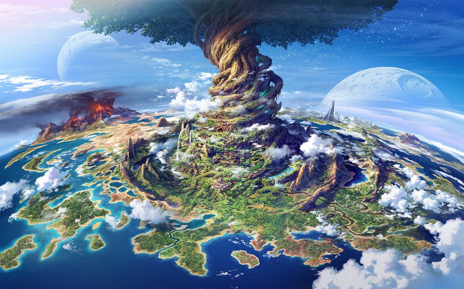 Landscape fantasy art trees mana tree giant world Custom Gaming Mat Desk