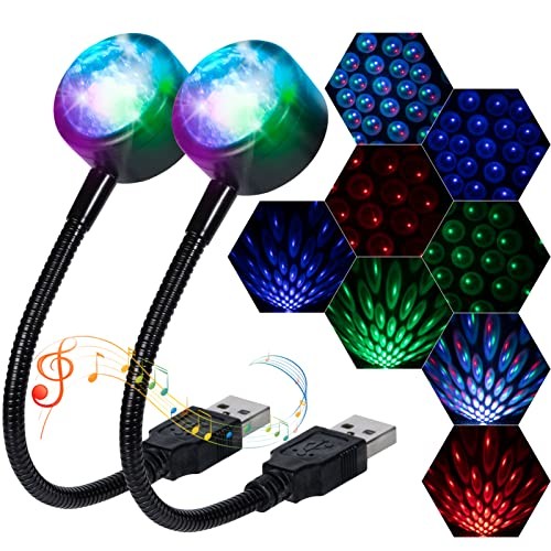 LuxLumin Car Roof Lights, USB Star Projector Night Light, Adjustable 2 Packs