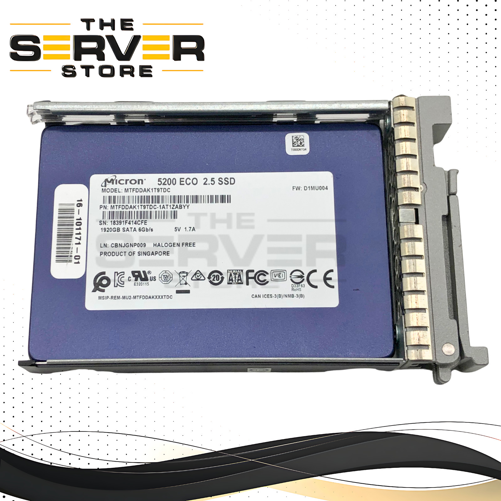 Cisco Micron 5200 ECO 1.92TB SATA 6G 2.5" SSD W/ Tray MTFDDAK1T9TDC 16-101171-01