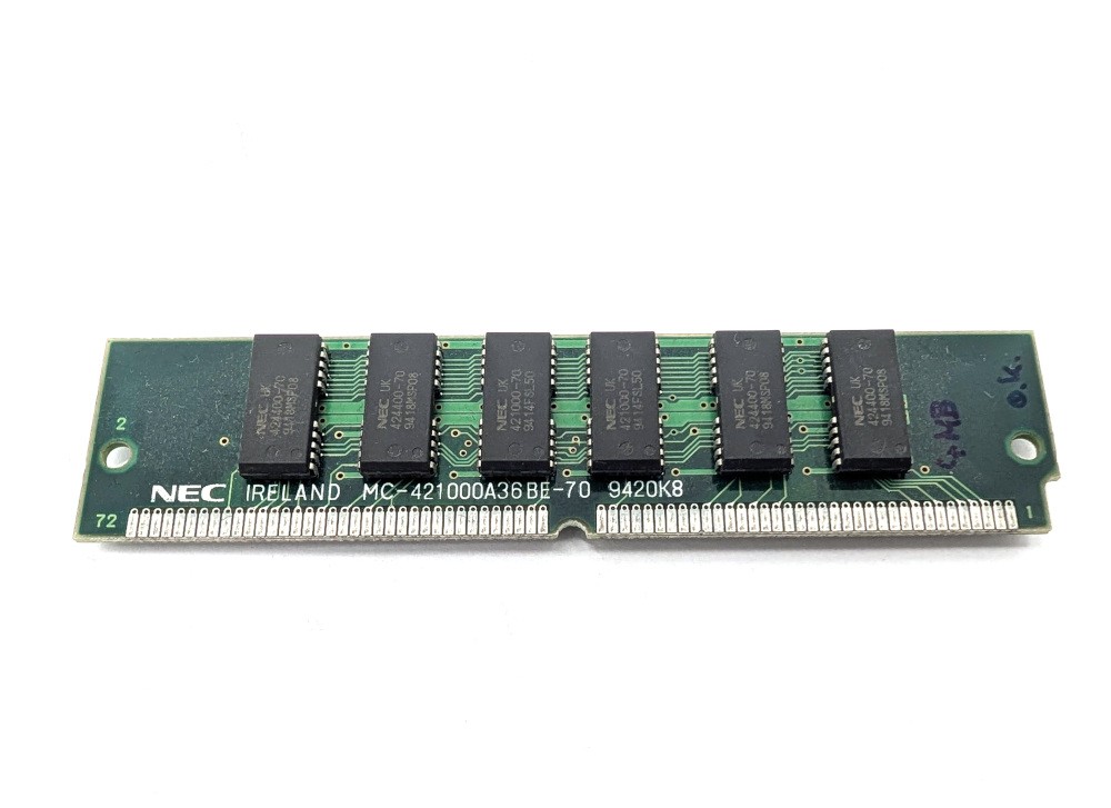 MC-421000A36NE-70 4MB PS/2 FPM RAM SIMM 1Mx36 72-pin Memory NonParity NEC