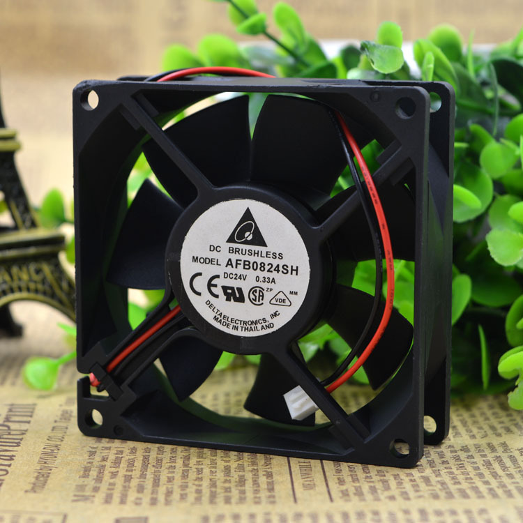 2pcs  ELTA AFB0824SH 24V 0.33A 8CM 8025 2 wire cooling fan