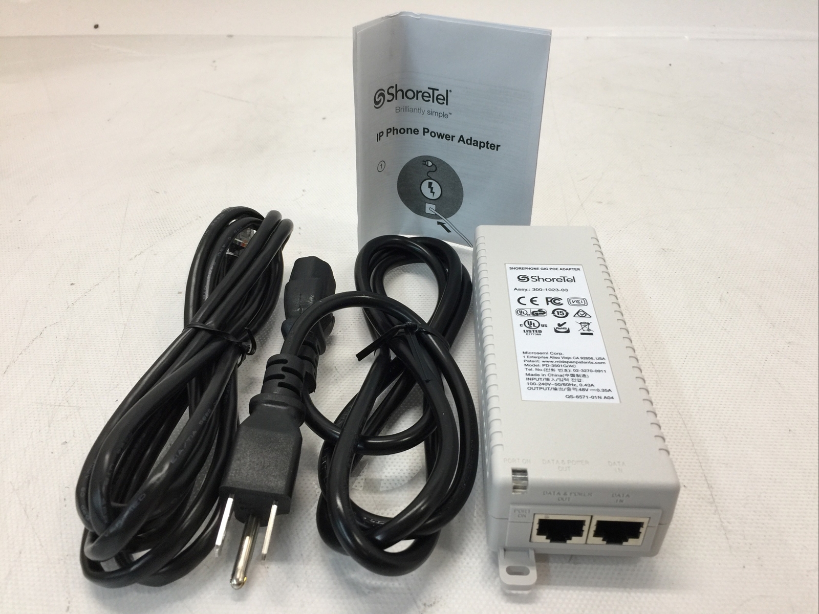 ShoreTel Mitel PD-3501G Gigabit PoE Injector AC Adapter 48V 300-1023-03 3501G