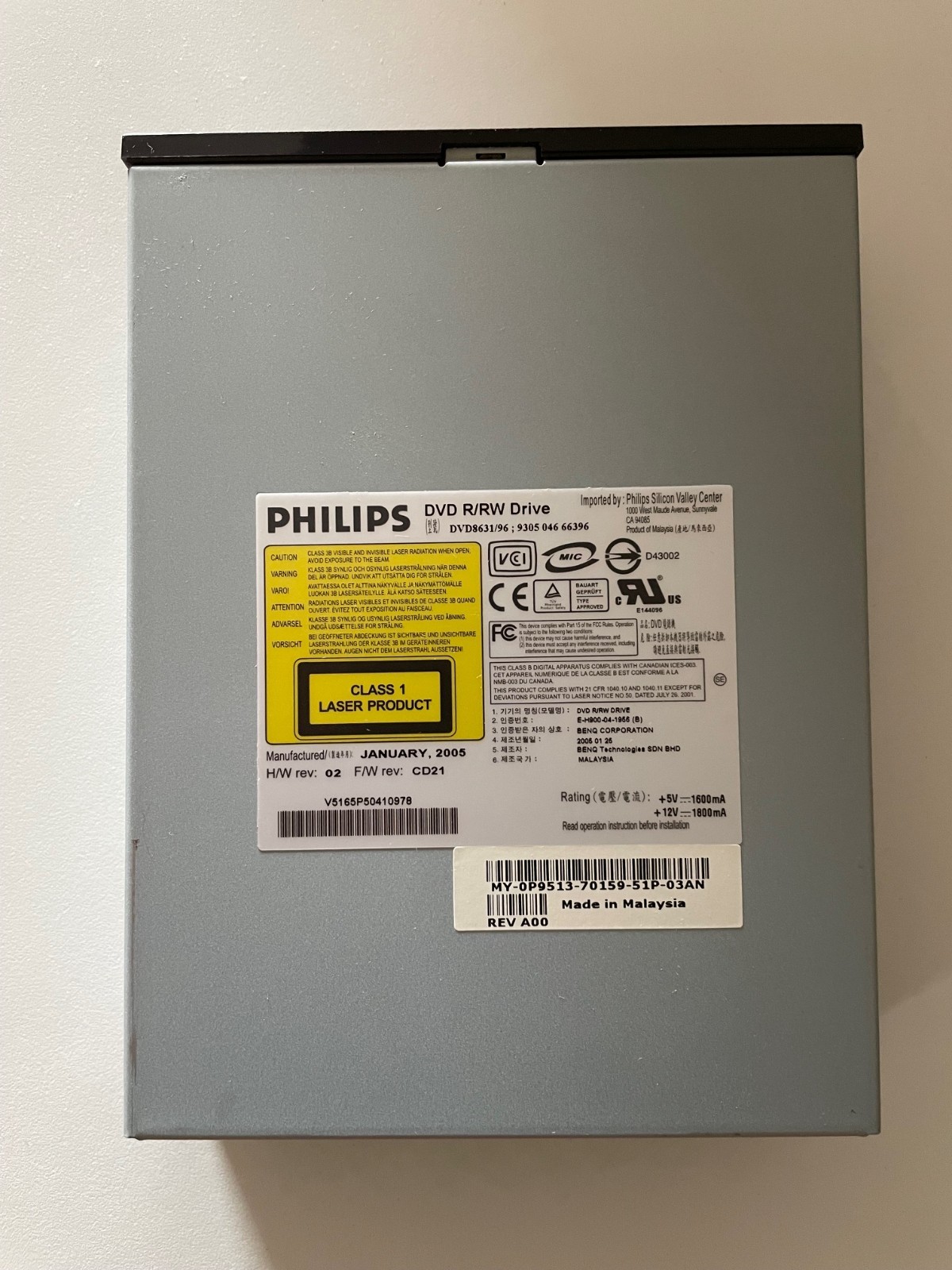 Philips DVD8631/96 IDE 5.25in Internal Desktop DVD-R/RW Optical Drive
