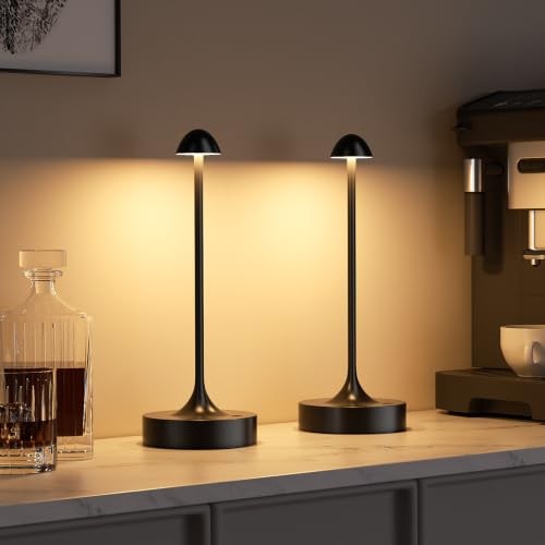 Cordless Rechargeable Table Lamp, Battery Operated Desk Lamp | 2 Pack Black