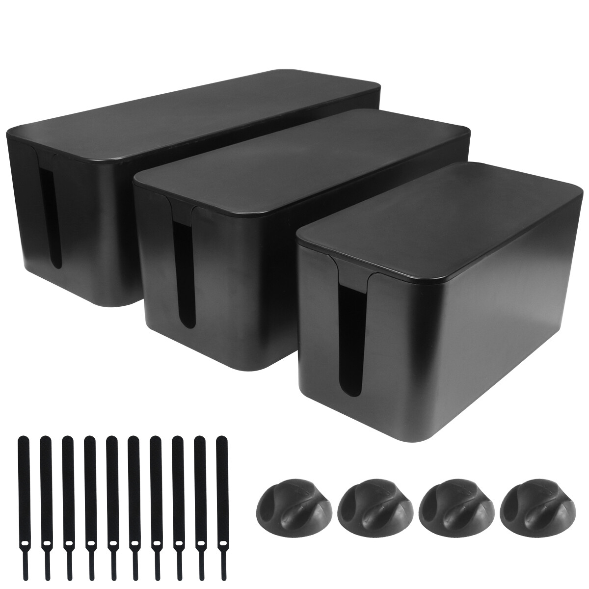 3 Set Large Cable Management Box Cable Cord Organizer Hider for Computer TV Home